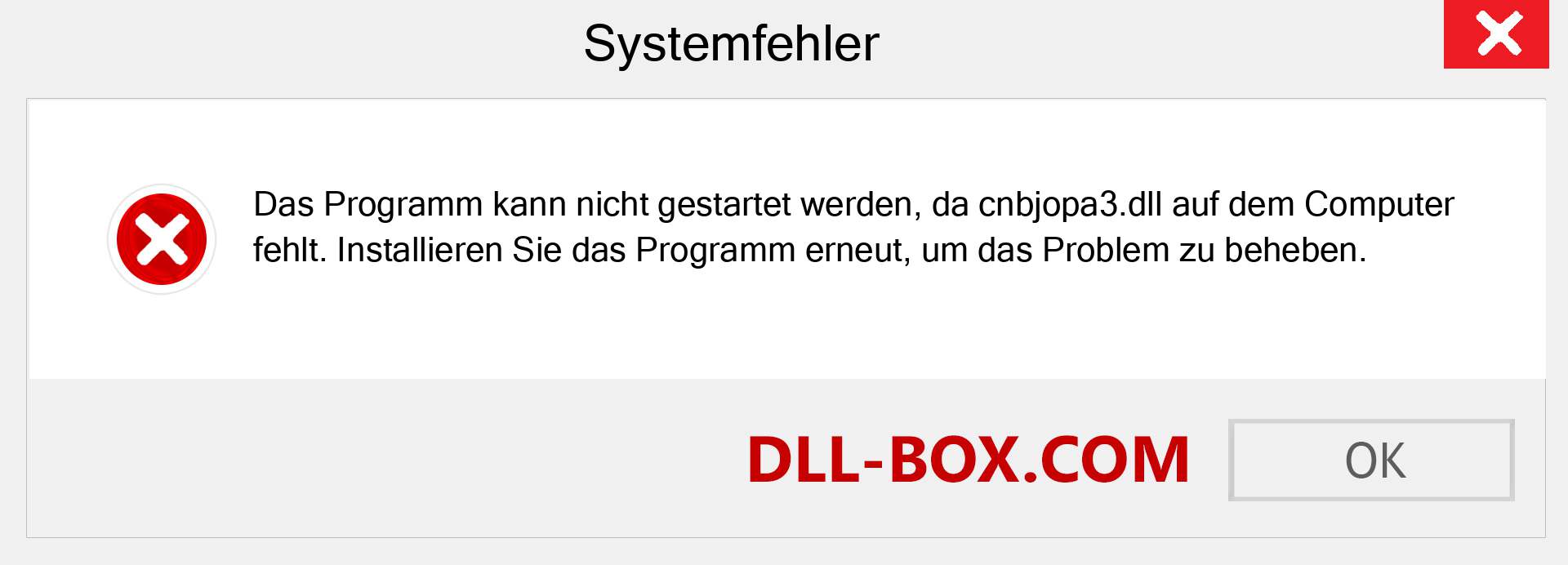 cnbjopa3.dll-Datei fehlt?. Download für Windows 7, 8, 10 - Fix cnbjopa3 dll Missing Error unter Windows, Fotos, Bildern