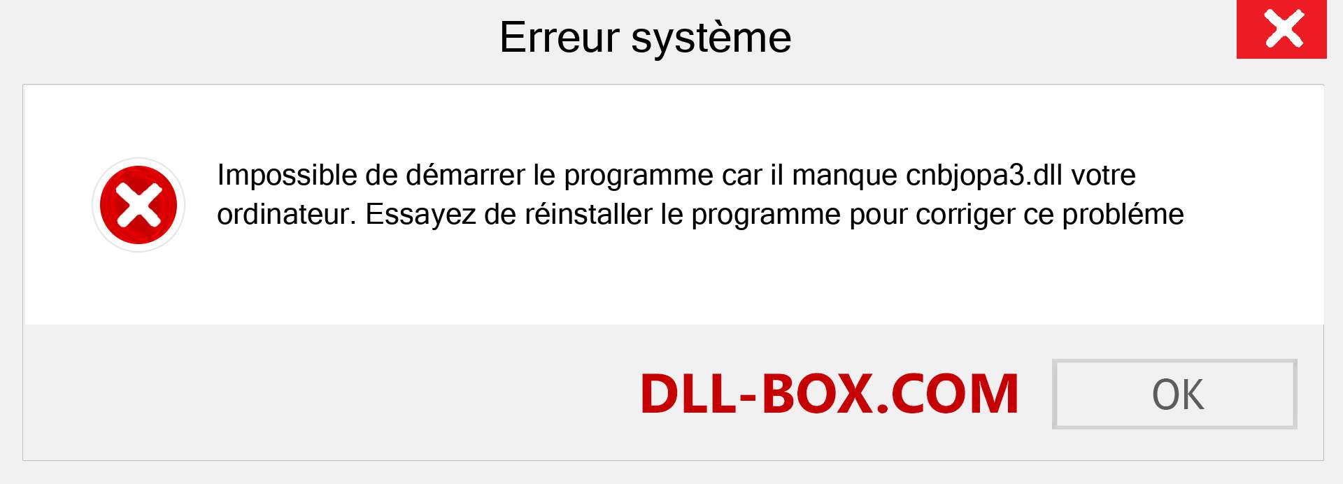 Le fichier cnbjopa3.dll est manquant ?. Télécharger pour Windows 7, 8, 10 - Correction de l'erreur manquante cnbjopa3 dll sur Windows, photos, images