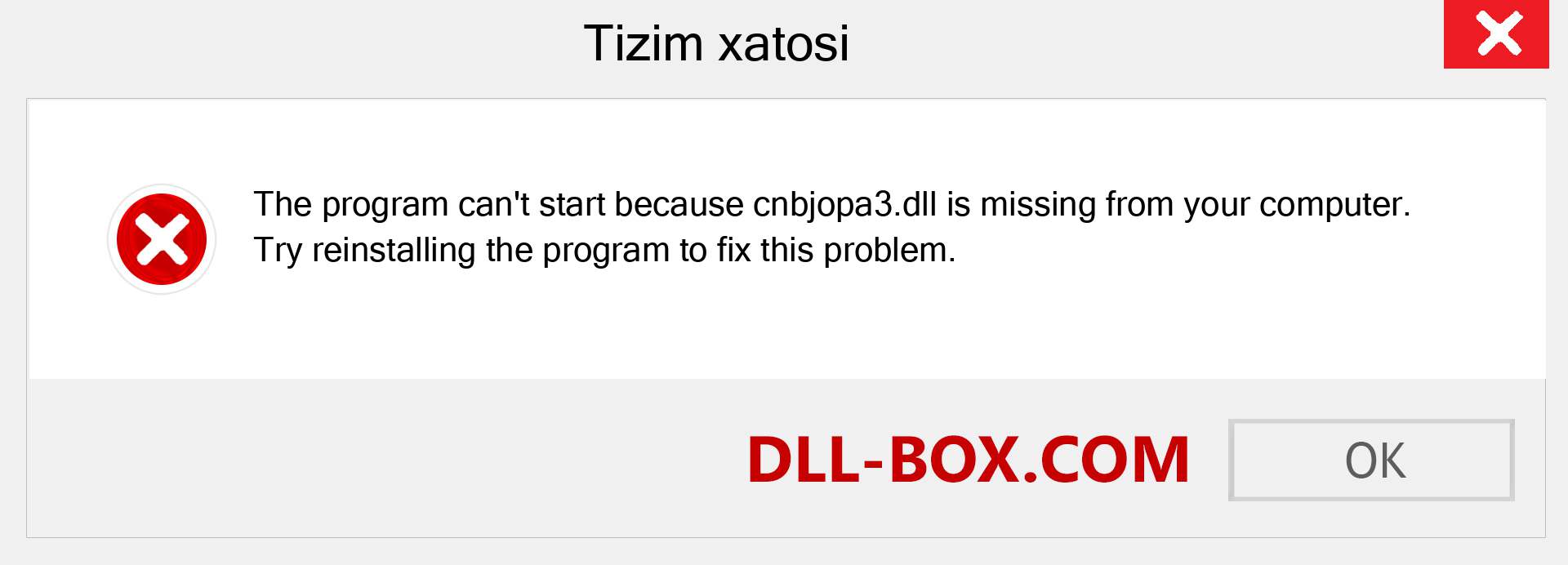 cnbjopa3.dll fayli yo'qolganmi?. Windows 7, 8, 10 uchun yuklab olish - Windowsda cnbjopa3 dll etishmayotgan xatoni tuzating, rasmlar, rasmlar